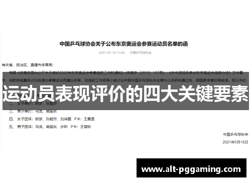 运动员表现评价的四大关键要素
